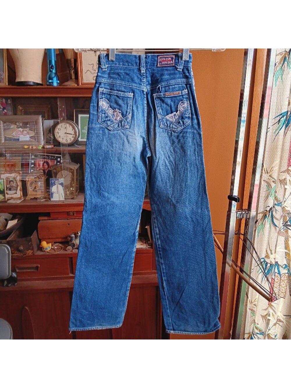 20x27 True Vintage 80's Girls Denim Jeans Bon Bon High-Waisted Disco Lace Pocket